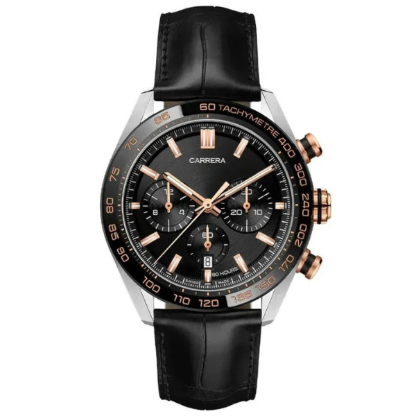 Carrera Chronograph Black Dial/Silver/Rose Gold